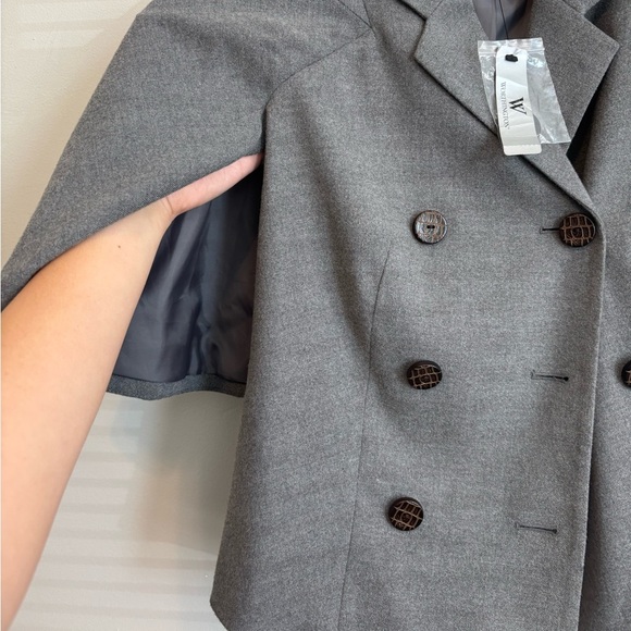Gray Button Down Office Siren Top with‎ Cape - Size Extra Small - Picture 7 of 7